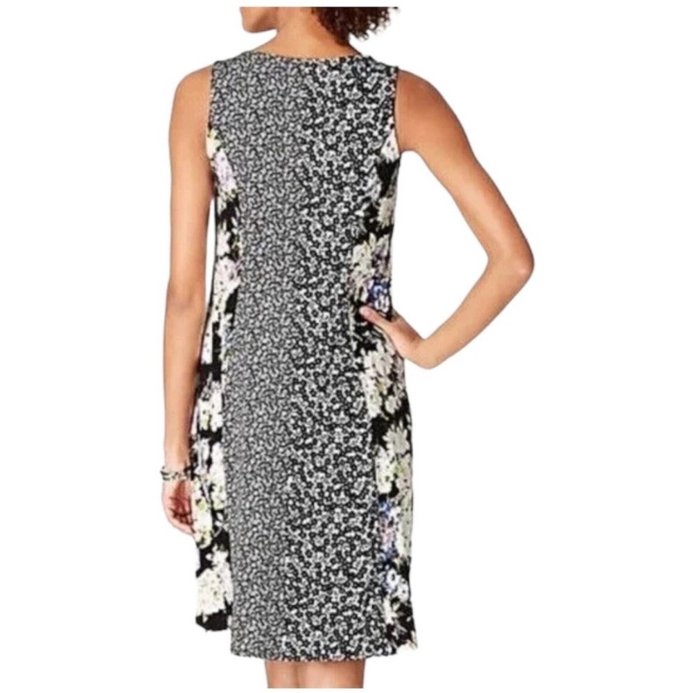 J Jill Wearever Collection Swing Tank Mixed Ditsy Floral Dress Black M - Picture 2 of 6